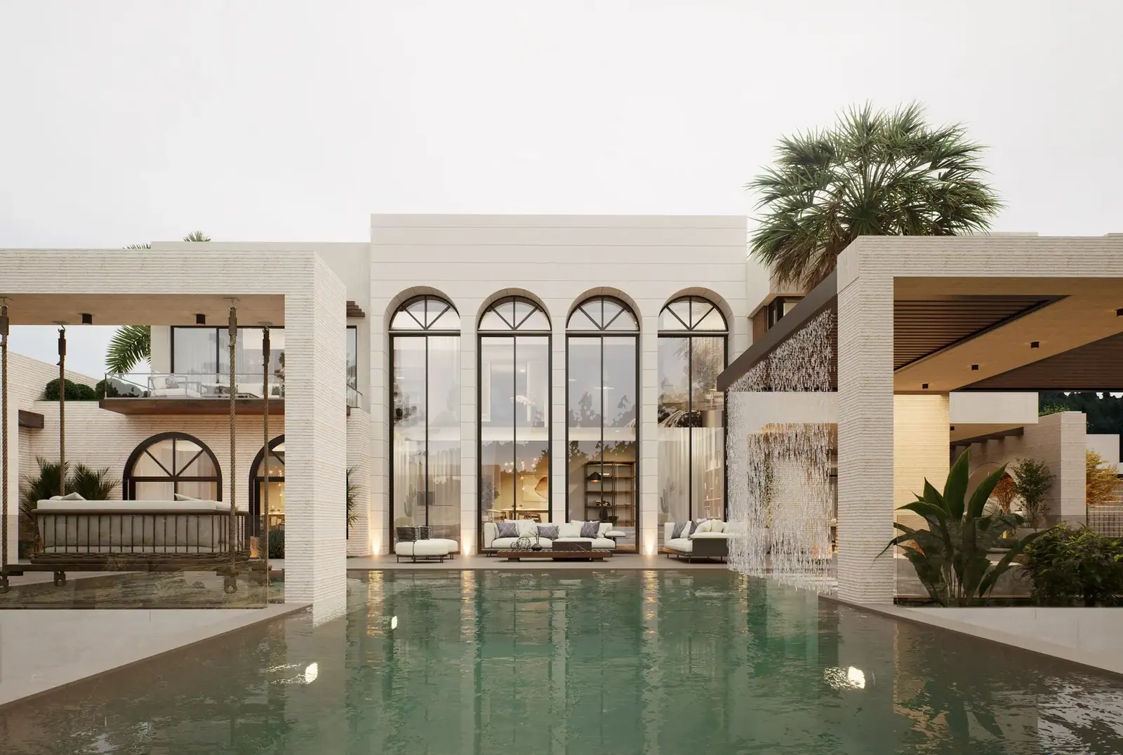 Design · Pool and pavilion